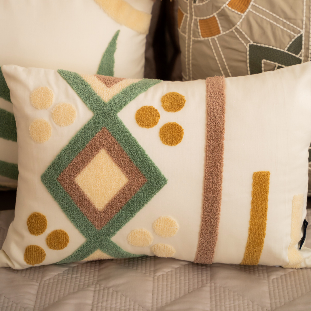 Pixie Patch Cotton Embroidered Cushion Cover (Size : 12"X18") - Elysian Home Decor