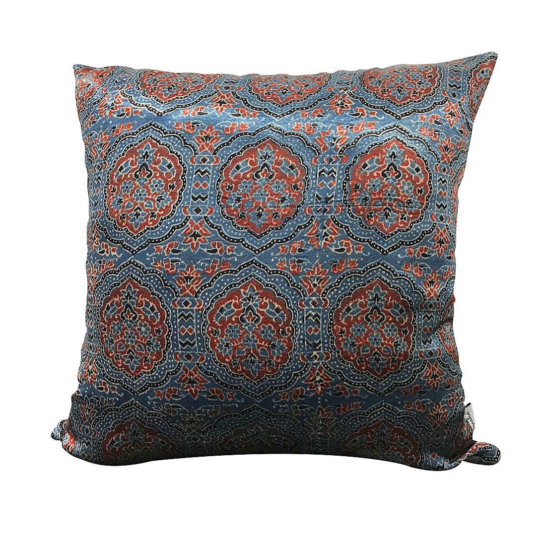 Sadyaska Ajrakh Printed Decorative Pillow Cushion Cover 16x16 Blue