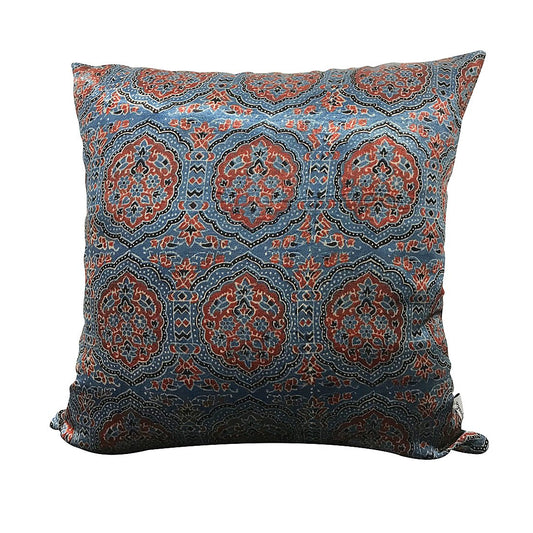 Sadyaska Ajrakh Printed Decorative Pillow Cushion Cover 16x16 Blue