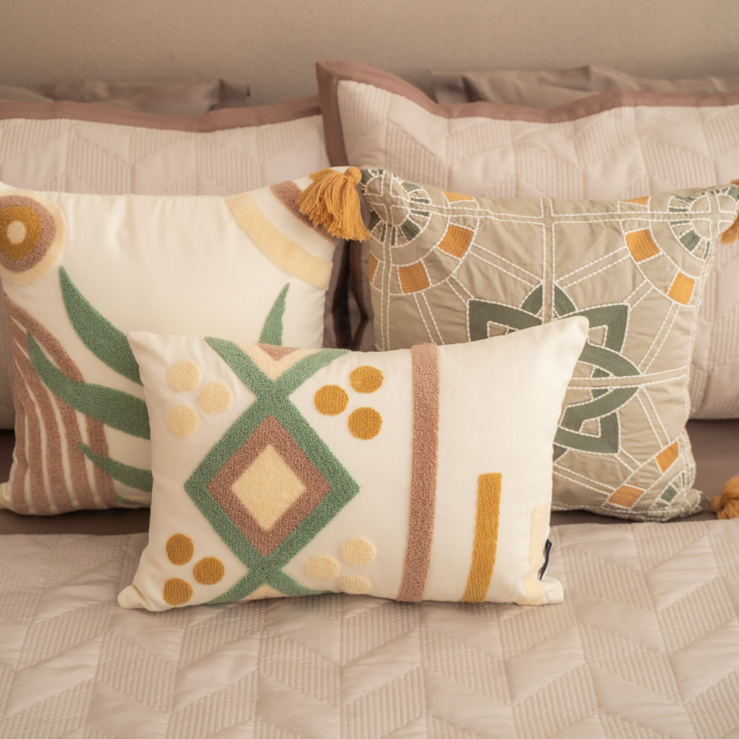 Pixie Patch Cotton Embroidered Cushion Cover (Size : 12"X18") - Elysian Home Decor