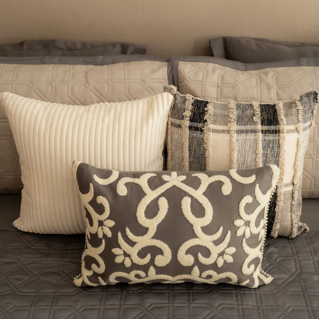 Glace Elephant Grey Cotton Embroidered Cushion Cover (Size : 12"X18") - Elysian Home Decor