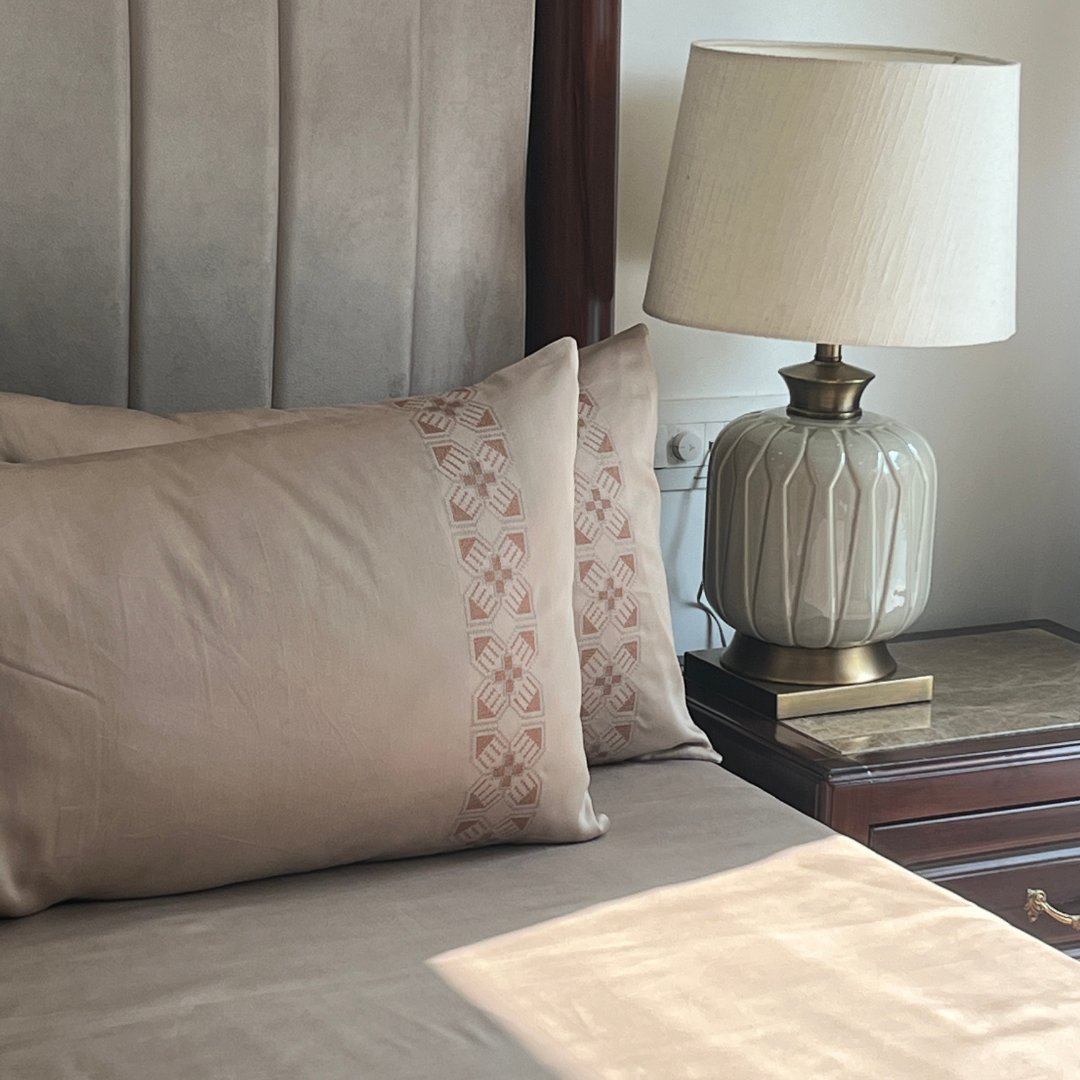 Full bed styled with Allure sand Dreams bedsheet set