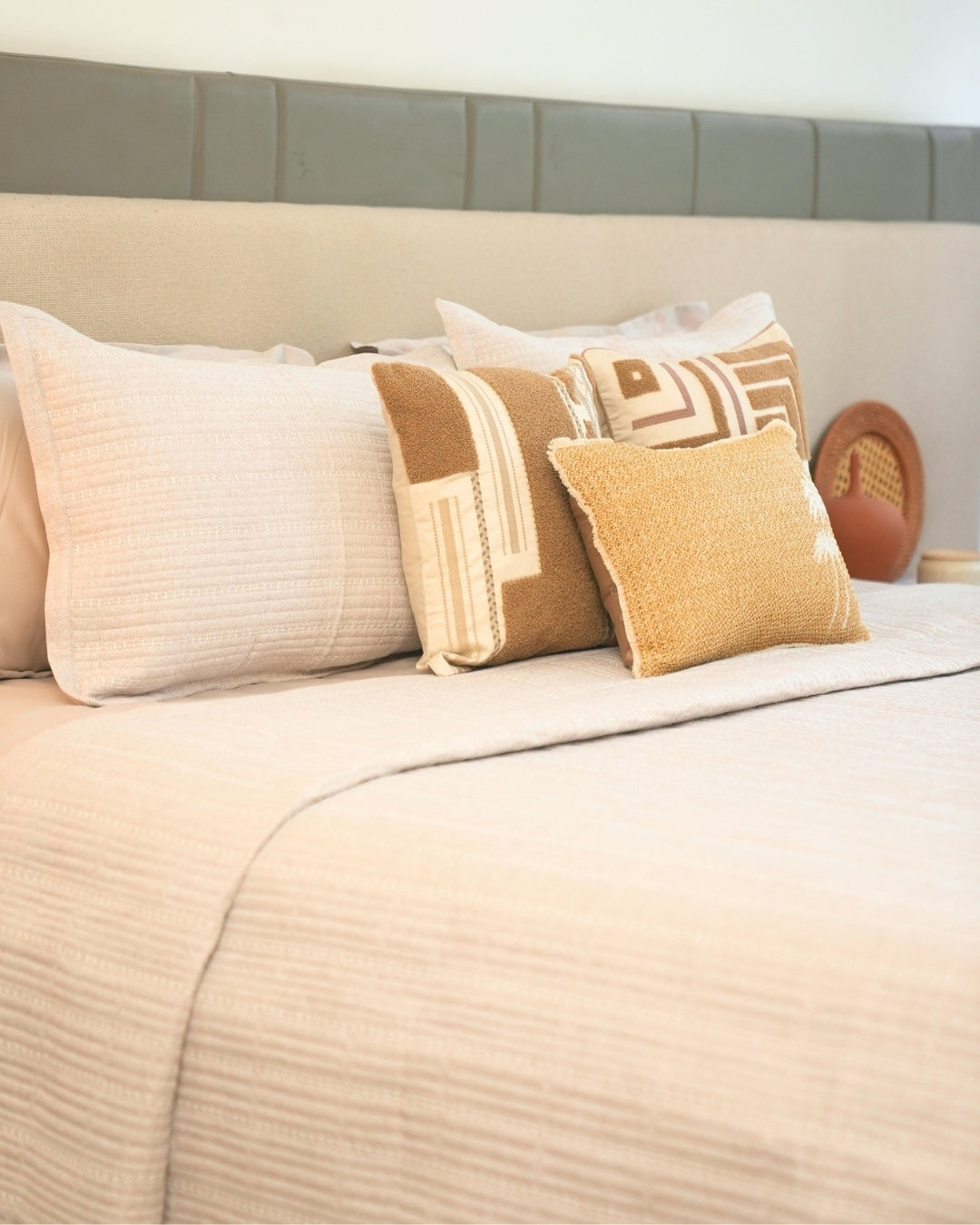 Mojave Palm Springs Embroidered Oats Beige Cushion Cover (Size : 16"X16") - Elysian Home Decor