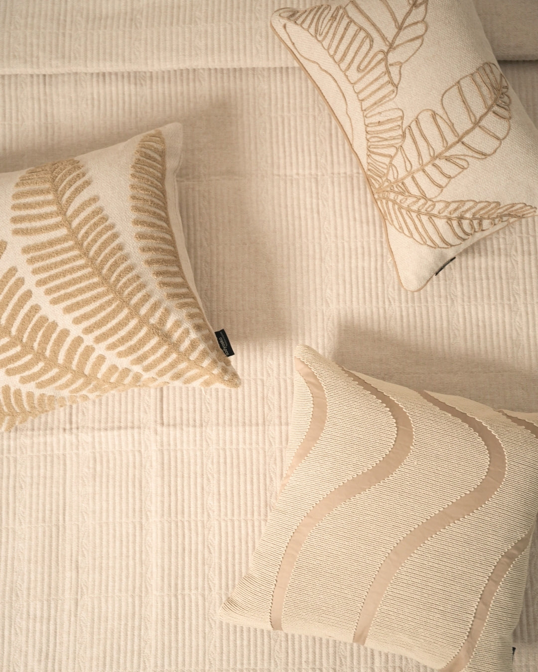 Palmetto Palm Springs Embroidered Beige Cushion Cover (Size : 12"X18") - Elysian Home Decor