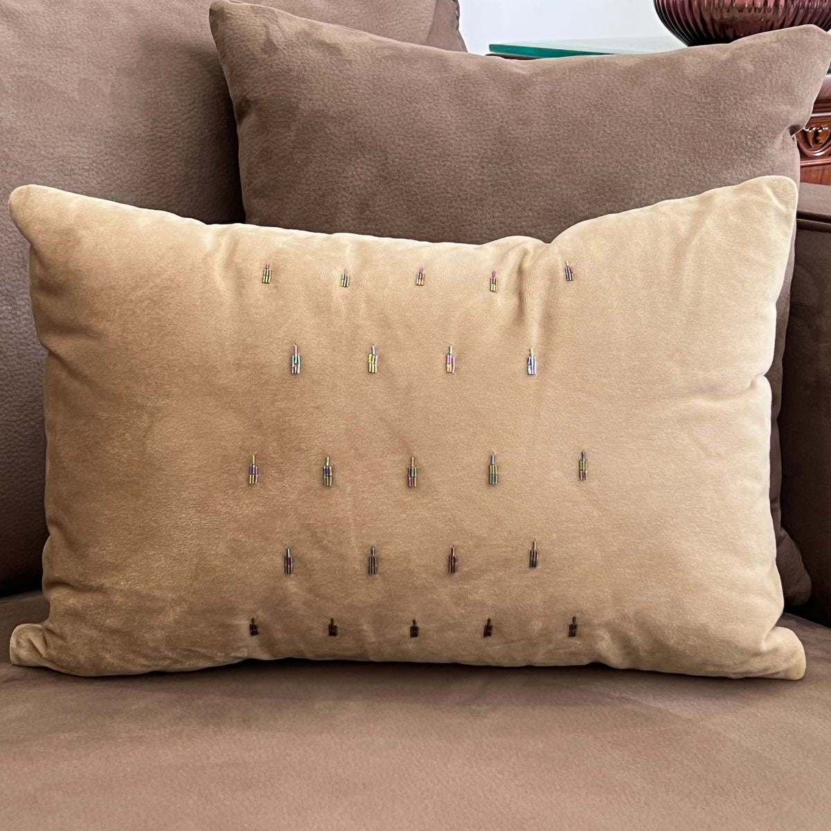 Decorative Chandelier Champagne Gold Velvet Cushion Cover 12x18 - Elysian Home Decor