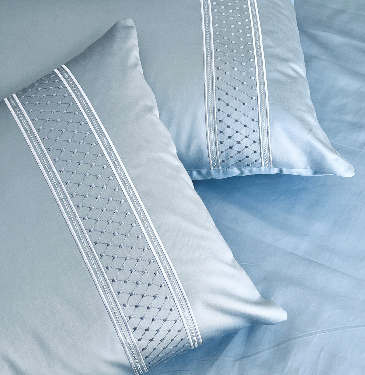 600TC Cotton Checkers Sea Blue Beyond Bedsheet Set - Elysian Home Decor