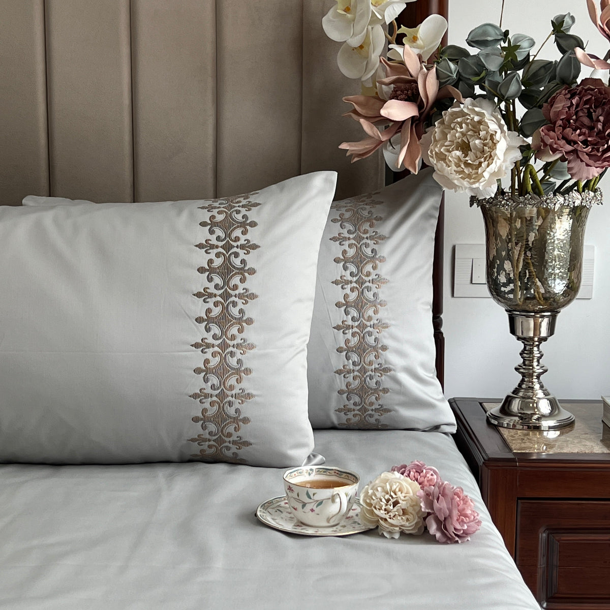 600TC Cotton Crown Platinum Beyond Bedsheet Set - Elysian Home Decor