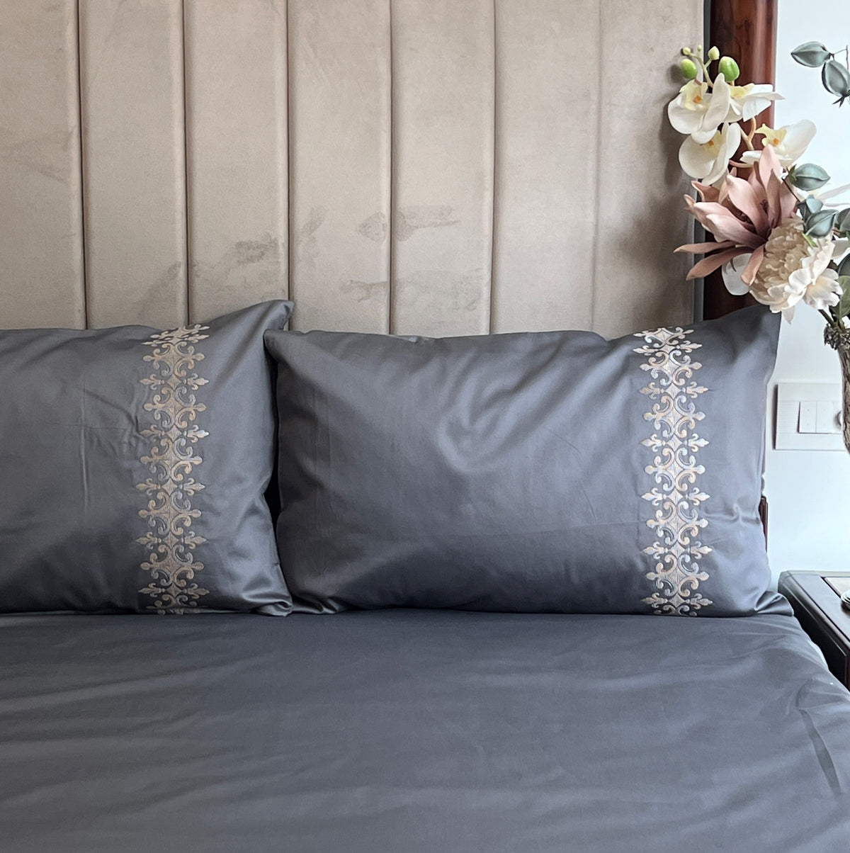 600TC Cotton Crown Titanium Grey Beyond Bedsheet Set - Elysian Home Decor