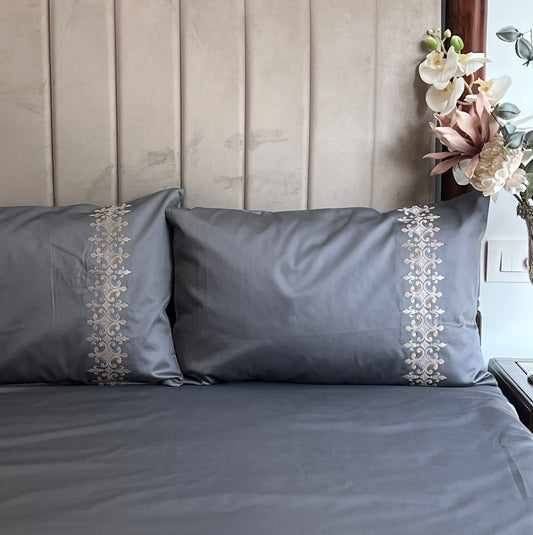 600TC Cotton Crown Titanium Grey Beyond Bedsheet Set - Elysian Home Decor