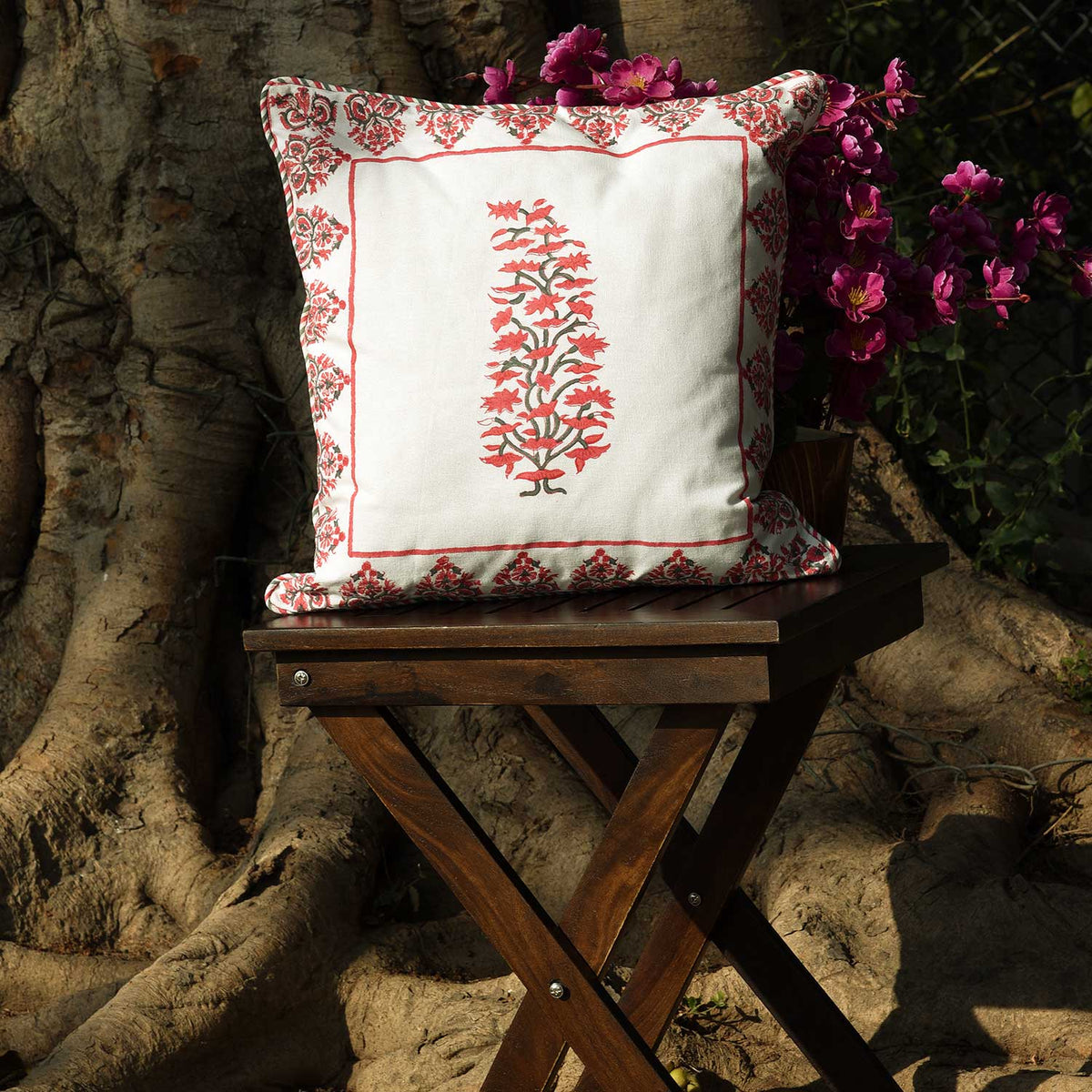 Ruh Hand Block Printed Ethnic Cushion Cover - Elysian Home Decor
