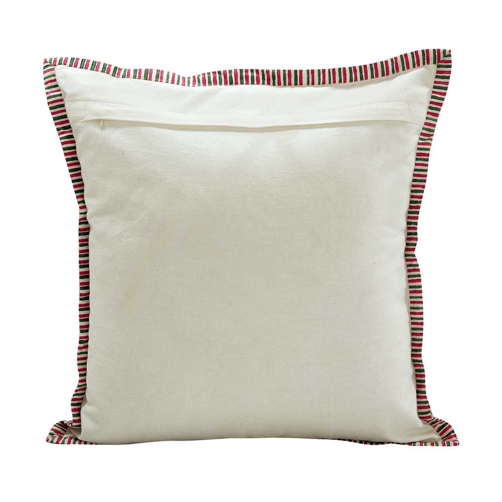 Butah Jaal Hand Block Print Cushion Cover 16"x16" Pink Floral Printed Pattern Cushion Case - Elysian Home Decor