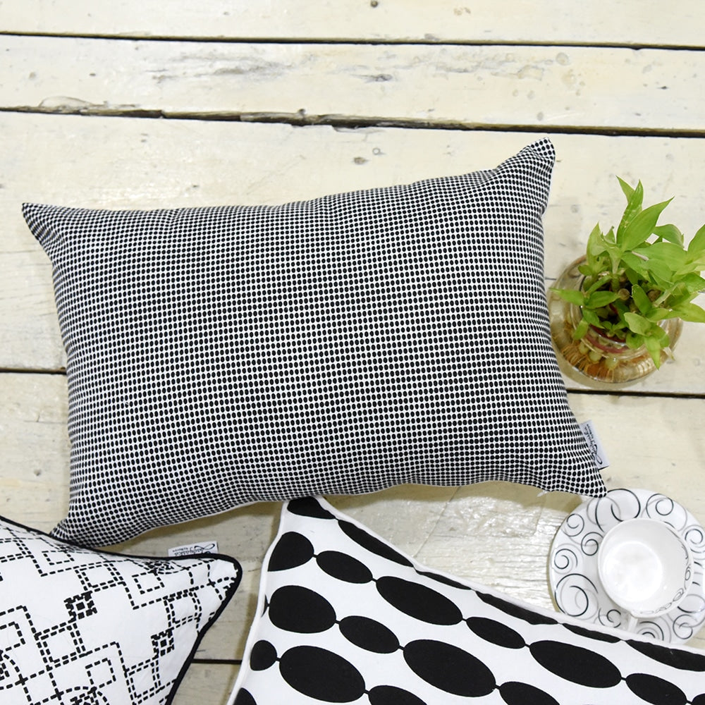 Black & White Cushion Cover 12x18 Check Design