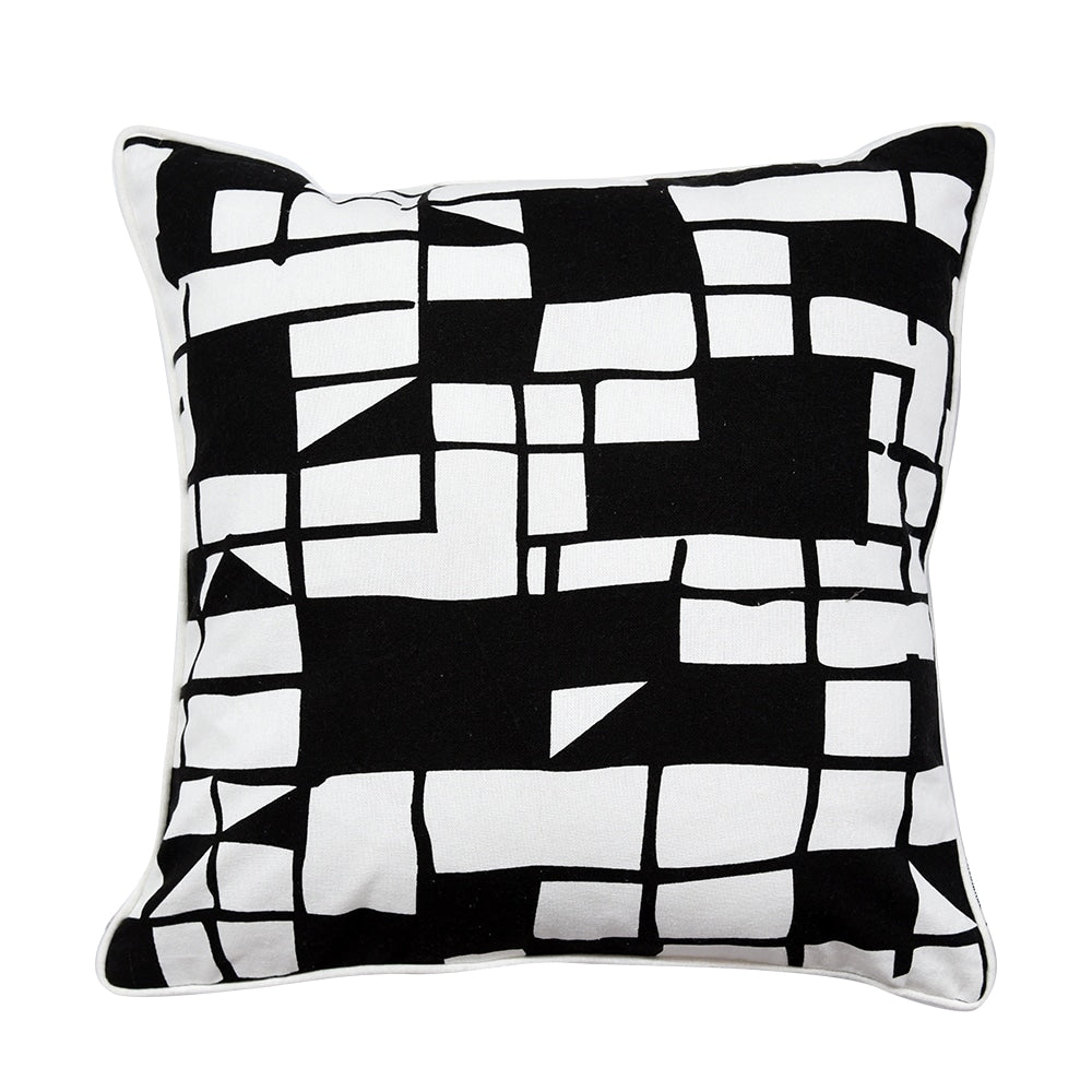 Black & White Cotton Cushion Cover 16x16 Screen Printed