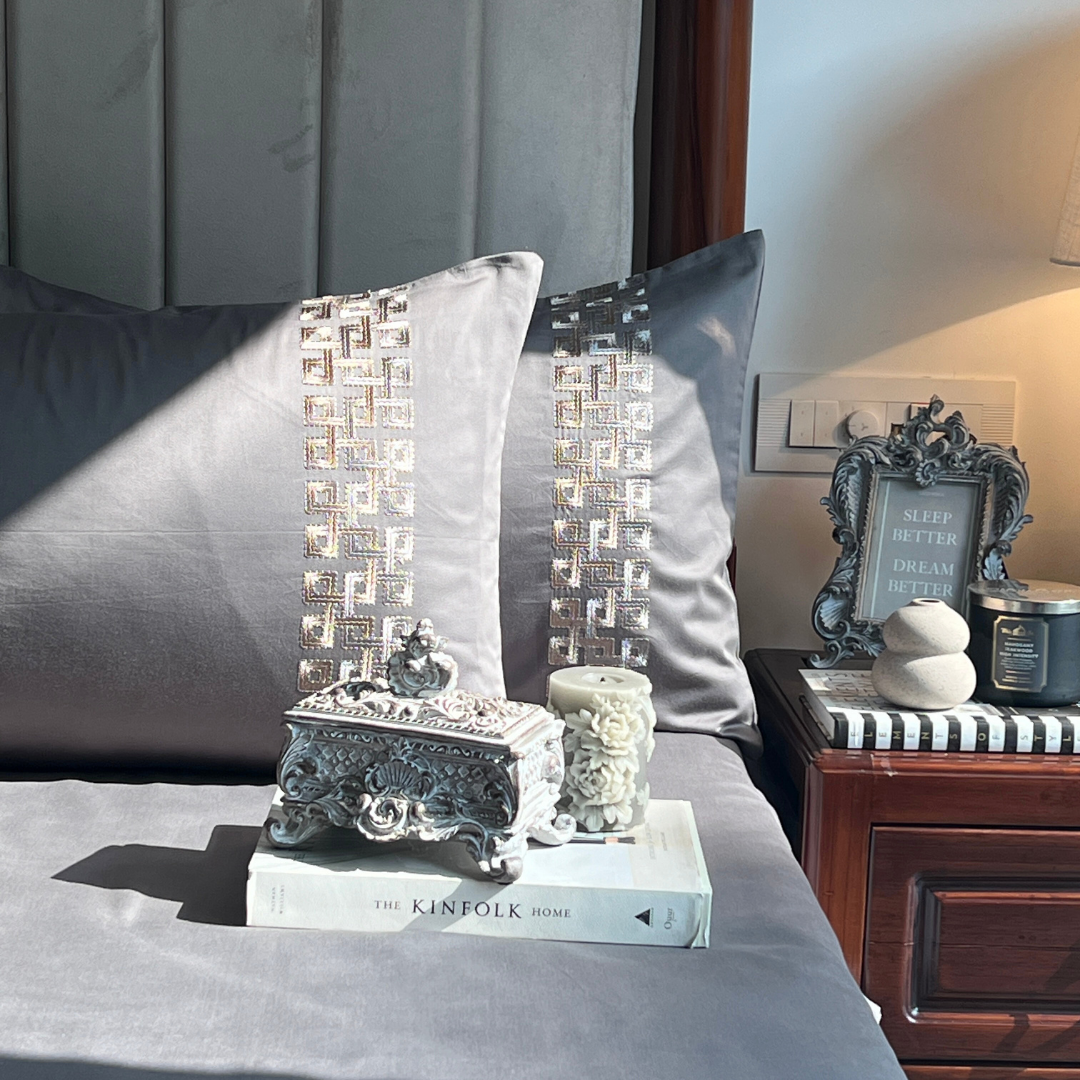 Evara Elephant Grey Dreams Bedsheet - Elysian Home Decor