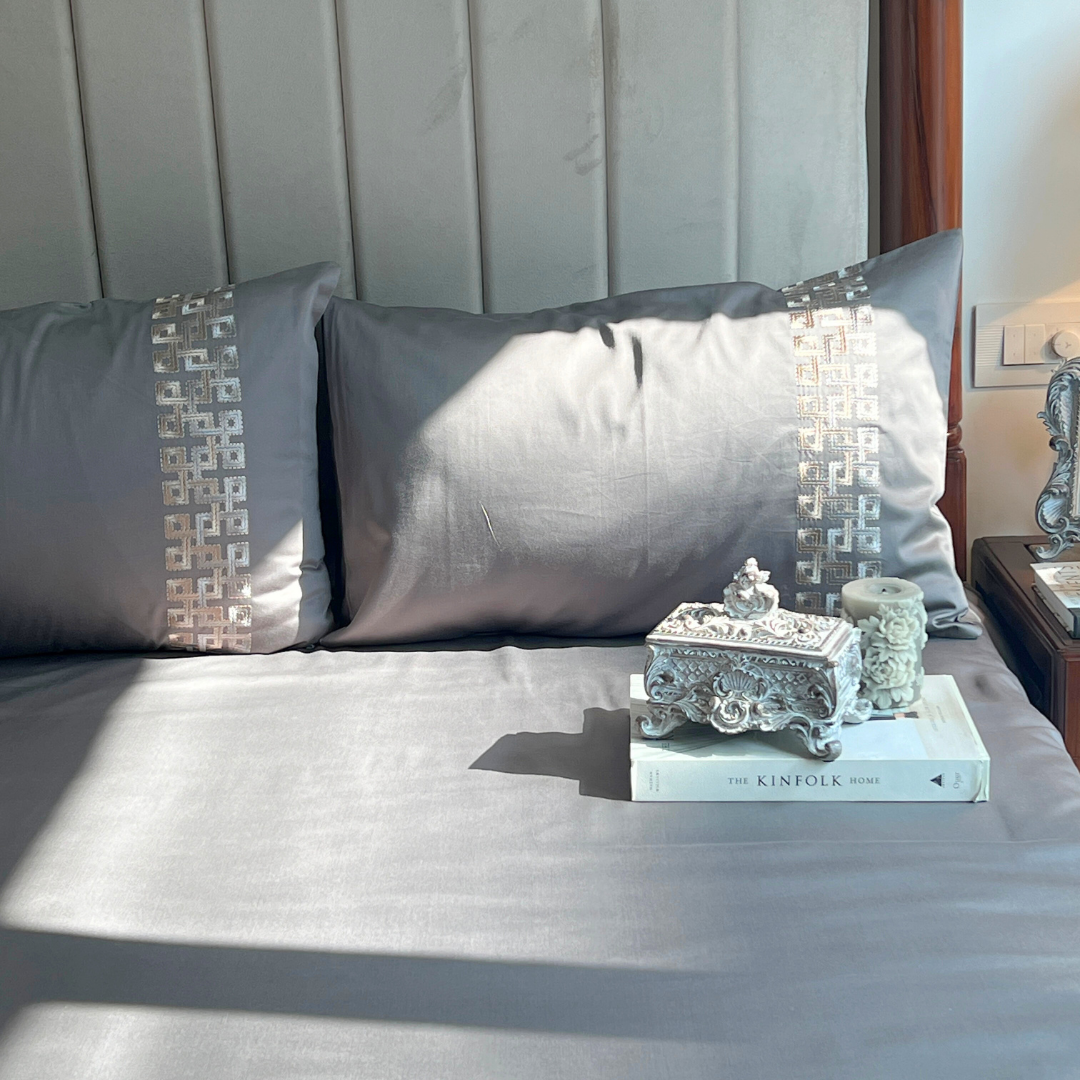 Evara Elephant Grey Dreams Bedsheet - Elysian Home Decor