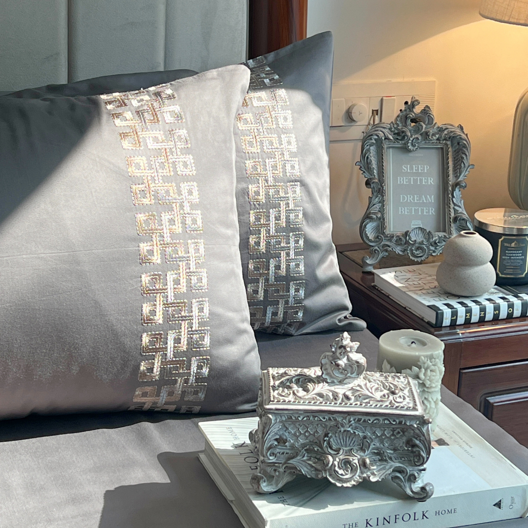 Evara Elephant Grey Dreams Bedsheet - Elysian Home Decor