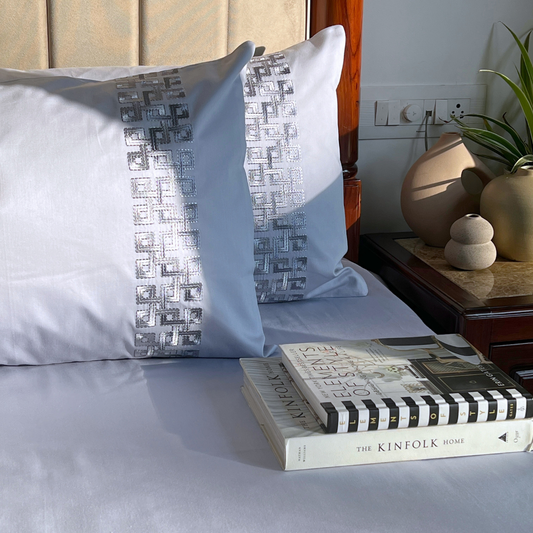 Evara Smoke Blue Dreams Bedsheet - Elysian Home Decor