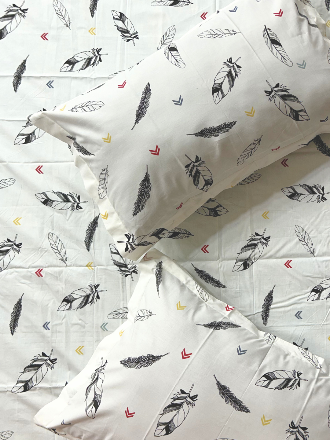 Feathertouch Ivory Printed Cotton Bedsheet Set - Elysian Home Decor