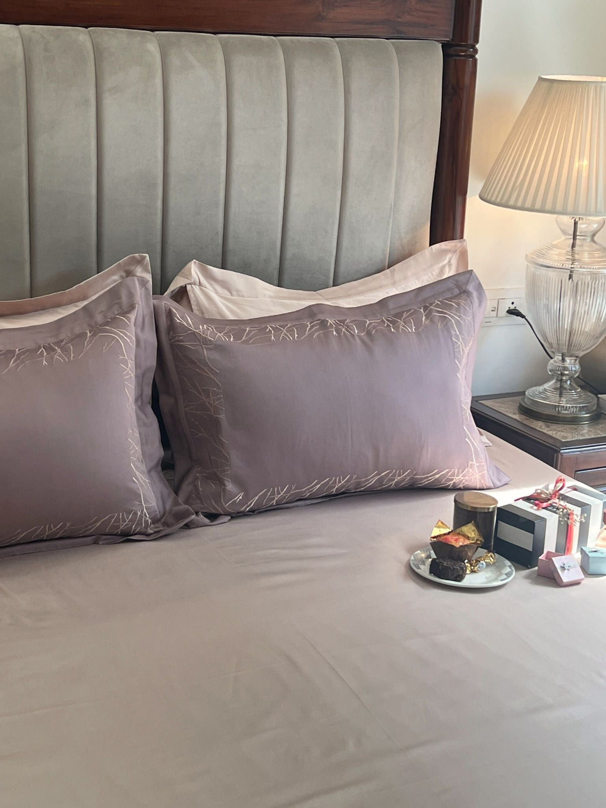 Hope Old Rose Buff Desire Cotton Bedsheet Set (5 PC Set) - Elysian Home Decor