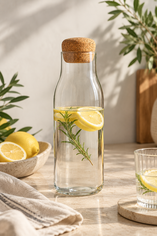 Mizu Glass Bottle with Cork Stopper