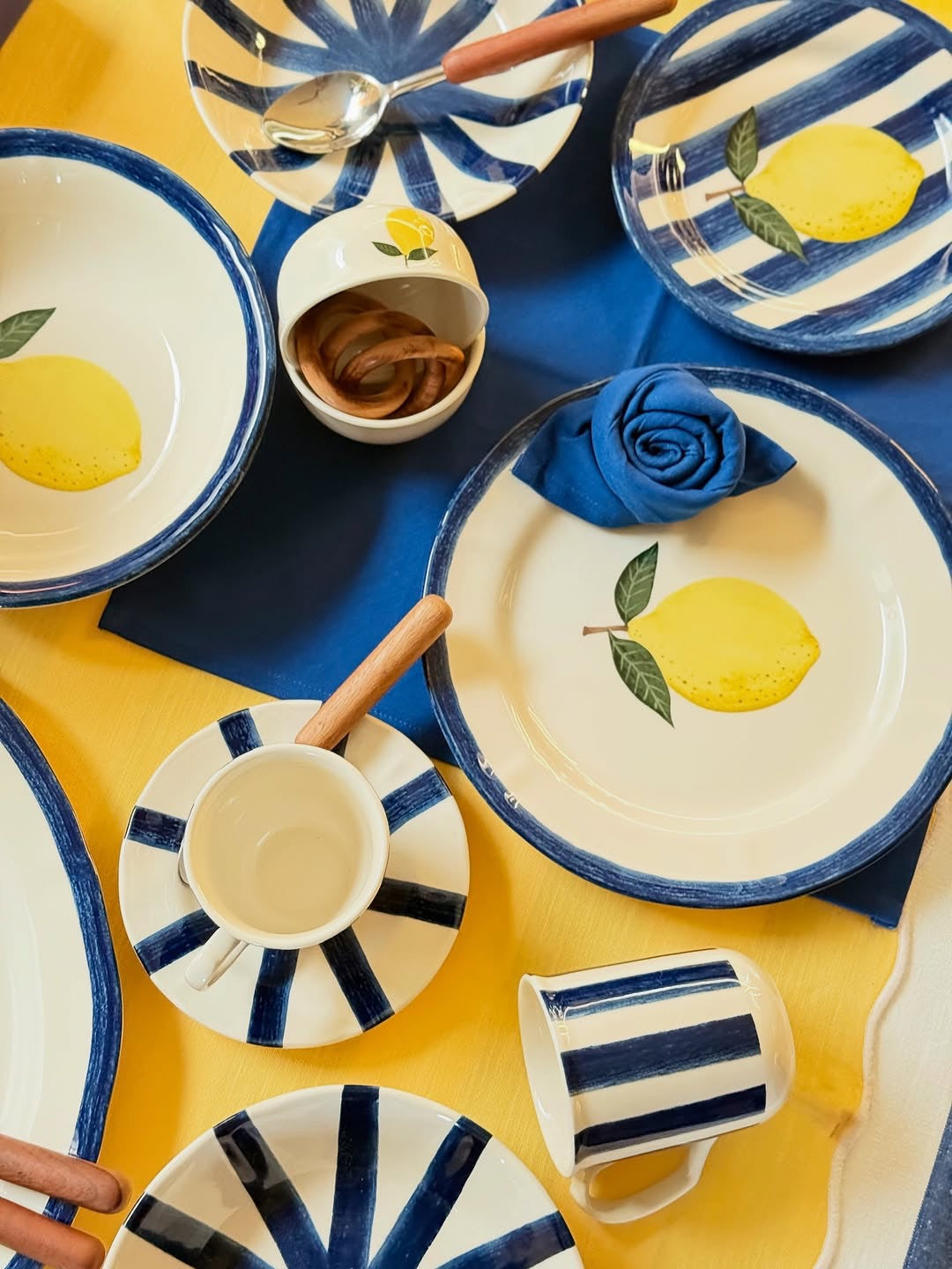 Sorrento Citrus Collection – Summer in Stripes Mug Set (6 Pcs | 340 ml)