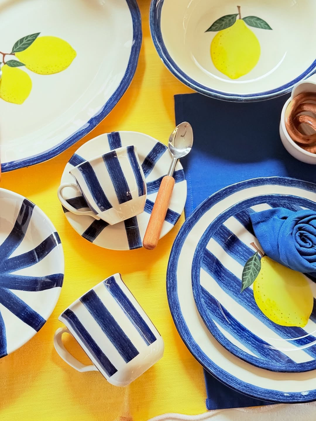 Sorrento Citrus Collection – Summer in Stripes Mug Set (6 Pcs | 340 ml)