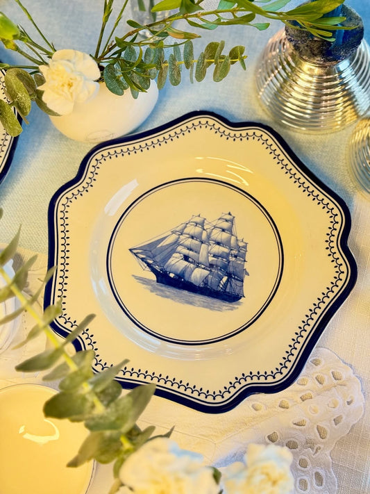 Clipper Ship Blue Pentagon Platter – 9"