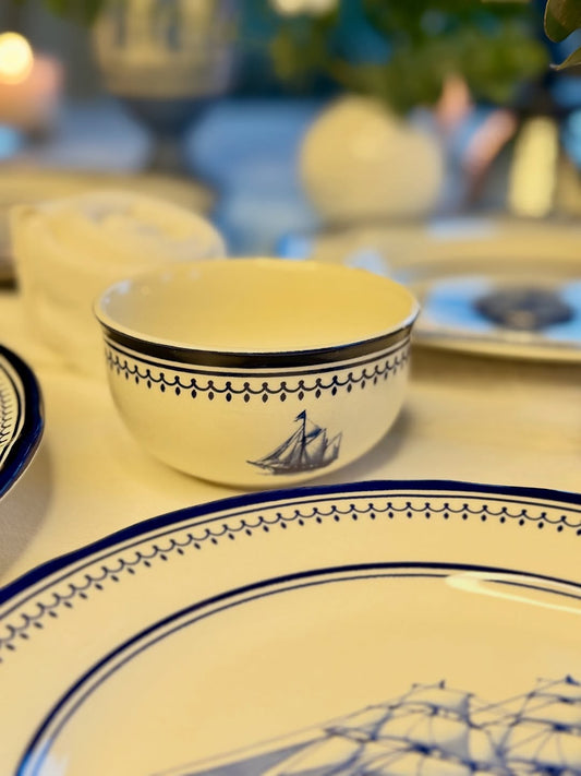 Clipper Ship Blue Round Bowl – 280 ml / 3.8"