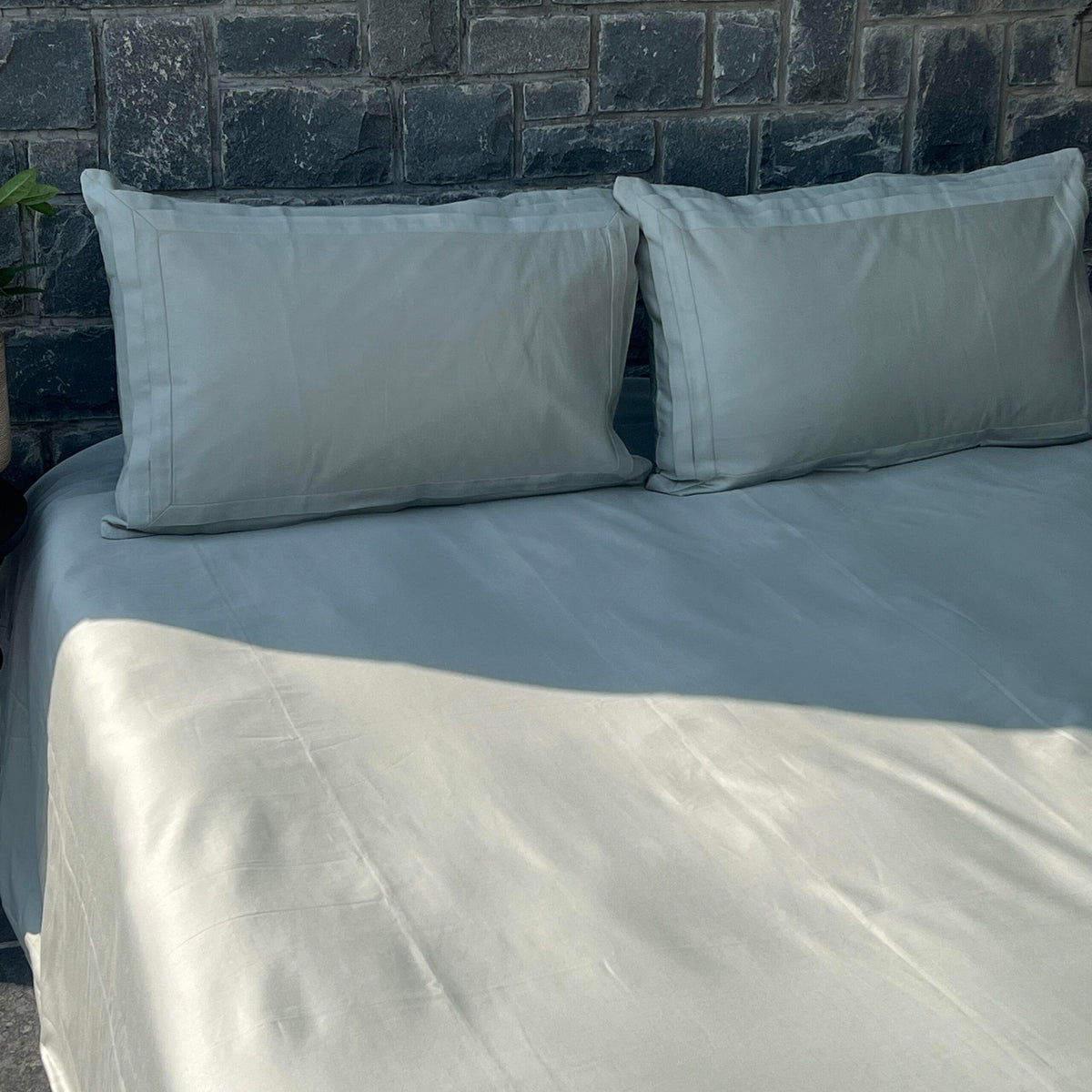 Tri-pleat Pearl Grey Bedsheet Set - Elysian Home Decor