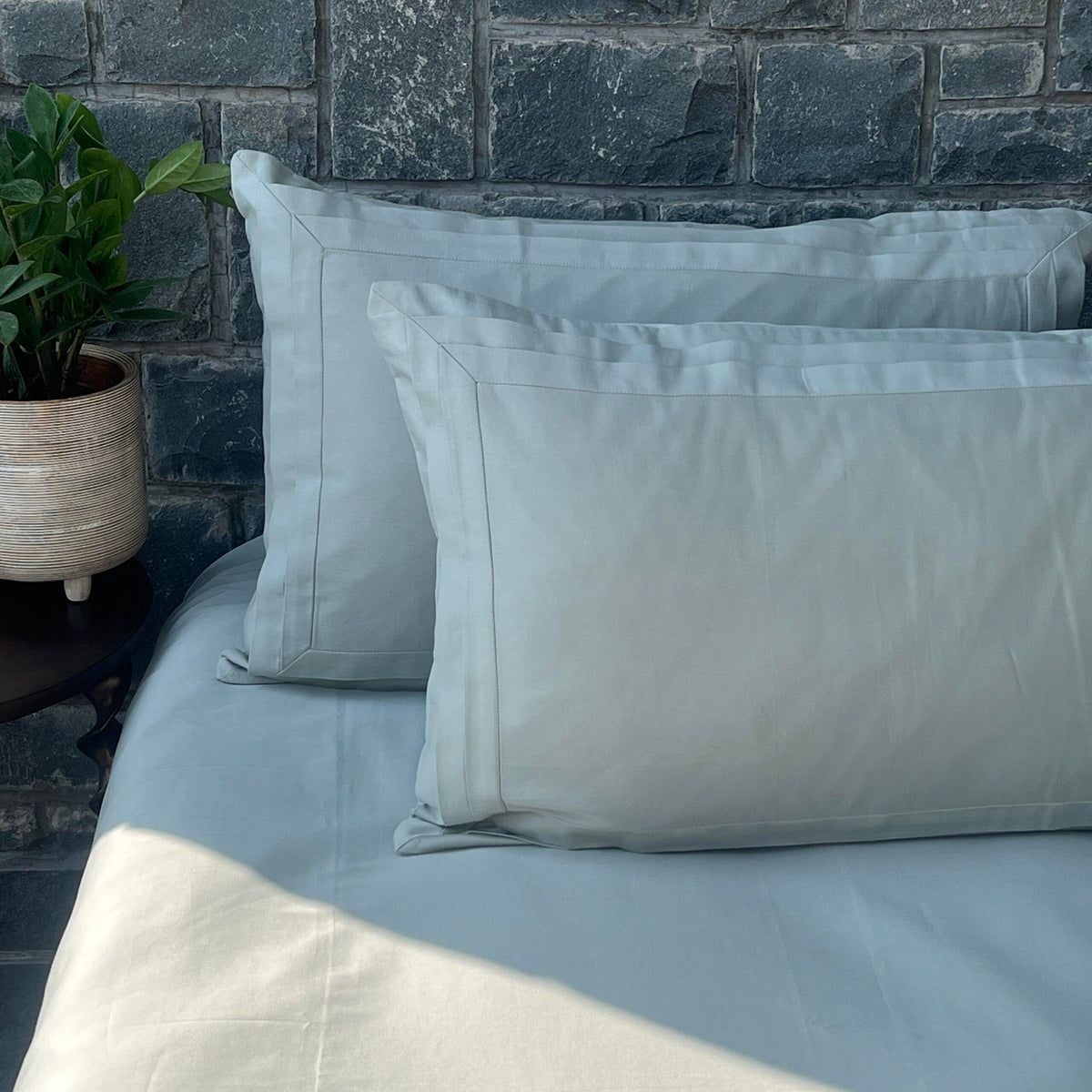 Tri-pleat Pearl Grey Bedsheet Set - Elysian Home Decor