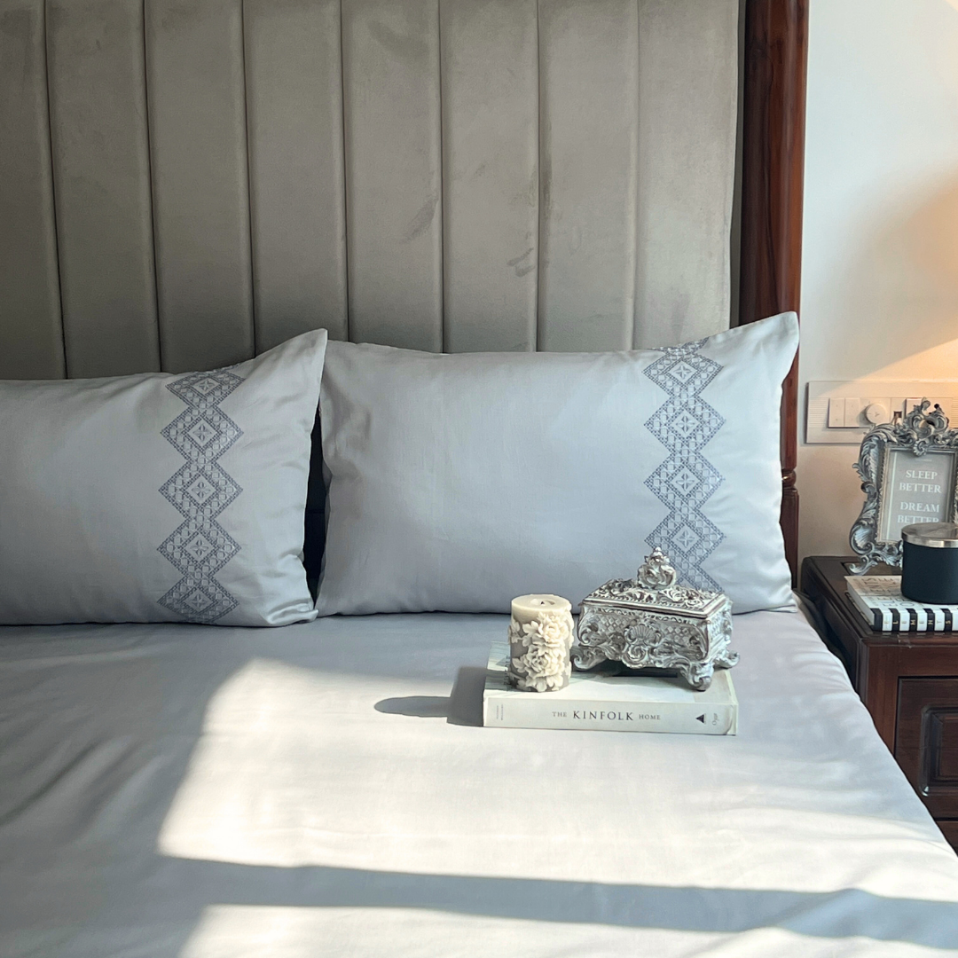 Iris Pearl Grey Dreams Bedsheet - Elysian Home Decor