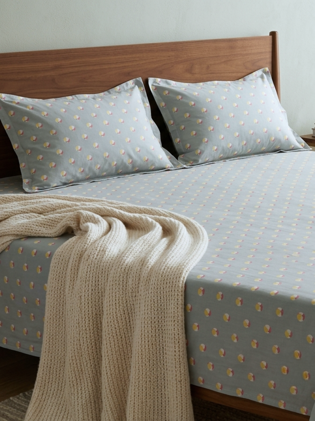 Kick Off Sage Green Printed Cotton Kids Bedsheet Set - Elysian Home Decor