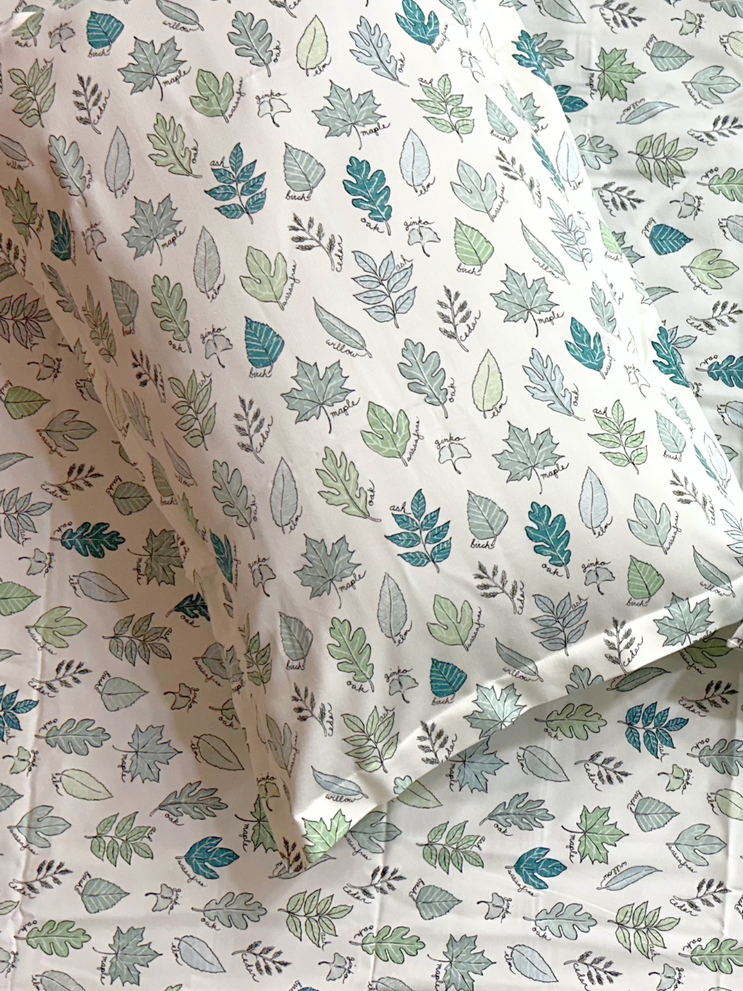 Little Leaves Ivory Printed Cotton Bedsheet Set - Elysian Home Decor