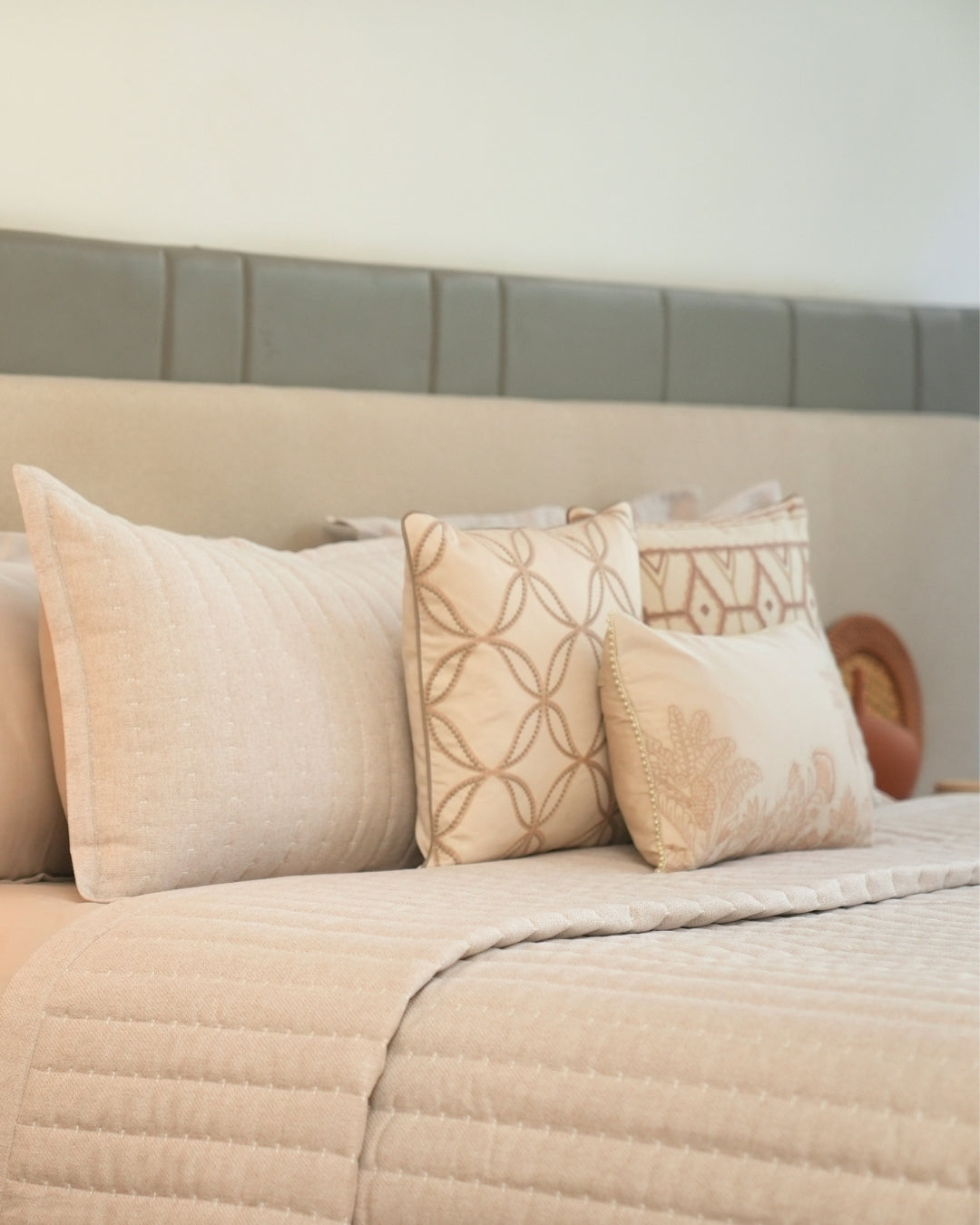 Mirage Garden Palm Springs Embroidered Oats Beige Cushion Cover (Size : 12"X18") - Elysian Home Decor