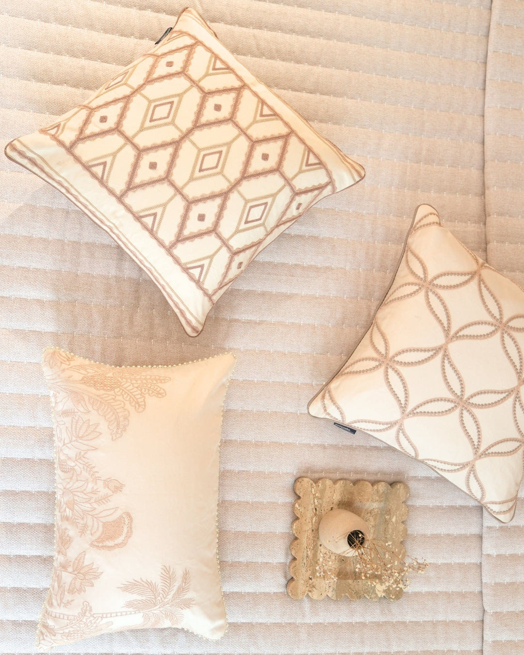 Mirage Garden Palm Springs Embroidered Oats Beige Cushion Cover (Size : 12"X18") - Elysian Home Decor
