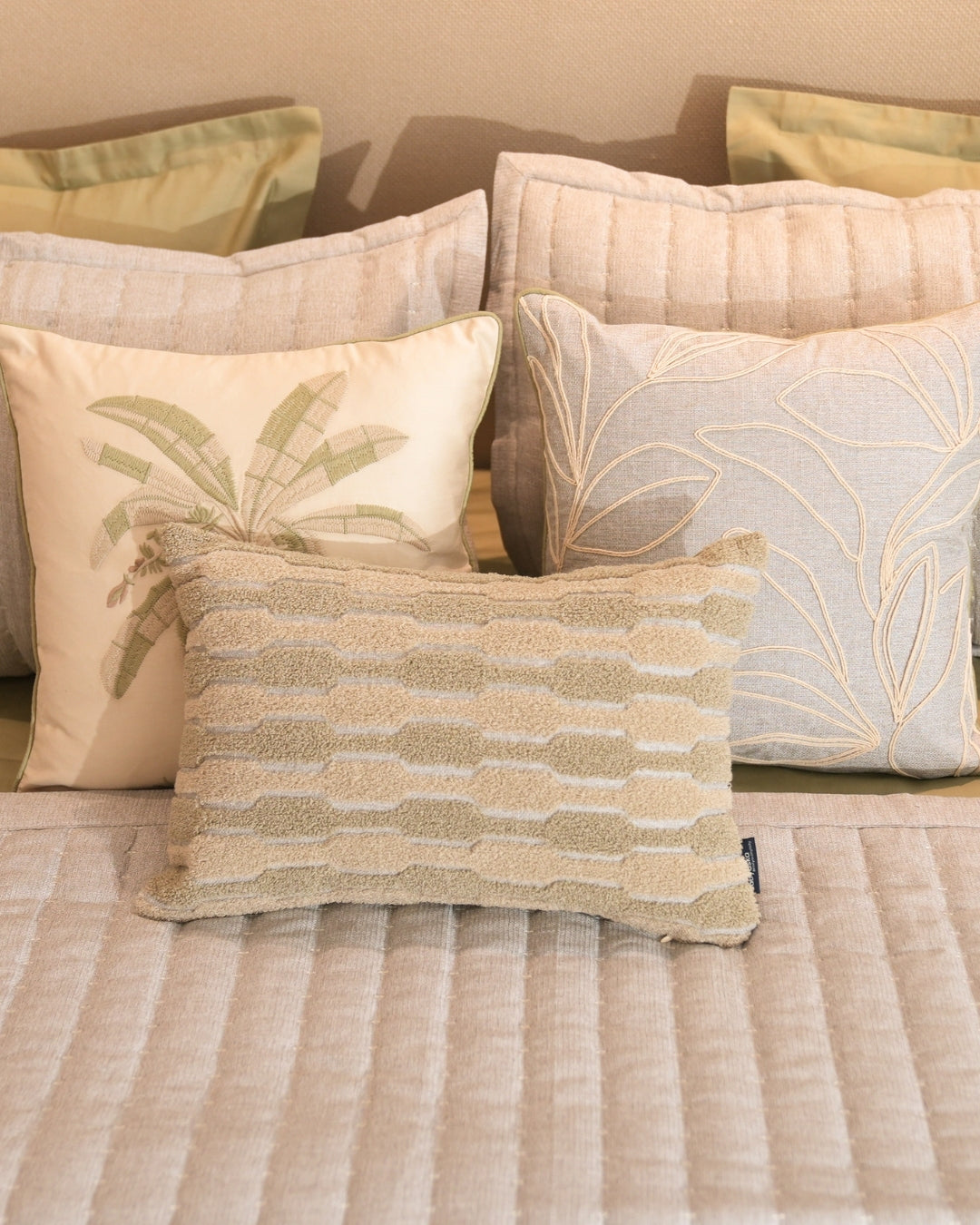 Tropica Palm Springs Embroidered Green Cushion Cover (Size : 12"X18") - Elysian Home Decor