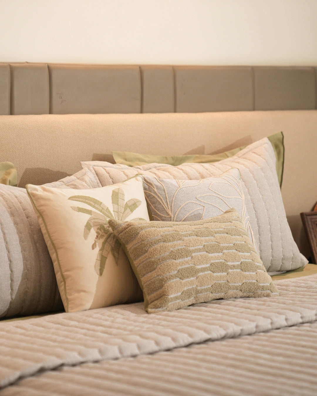 Sahara Palm Springs Embroidered Oats Beige Cushion Cover (Size : 16"X16") - Elysian Home Decor