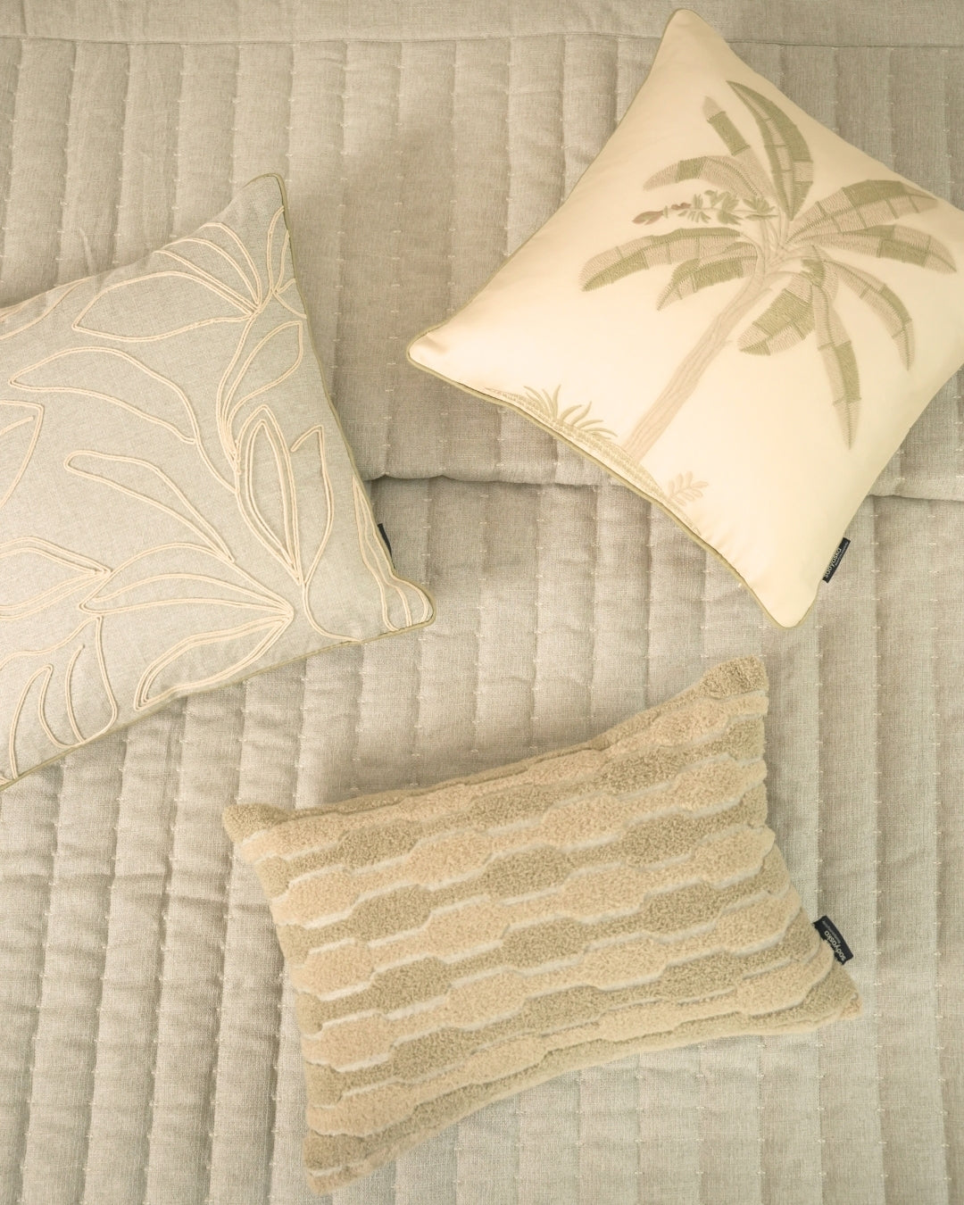 Tropica Palm Springs Embroidered Green Cushion Cover (Size : 12"X18") - Elysian Home Decor