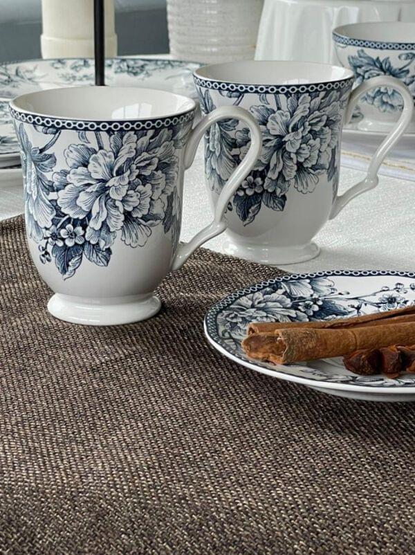 Adelaide Blue Vintage Print Footed Mugs