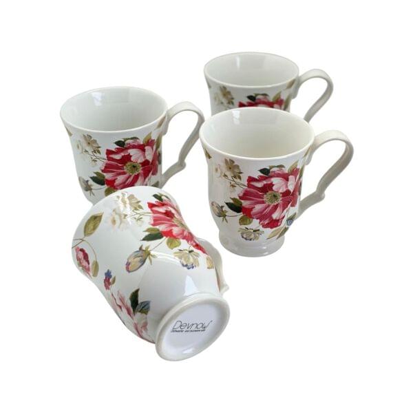 Oriana White Vintage Print Footed Mugs