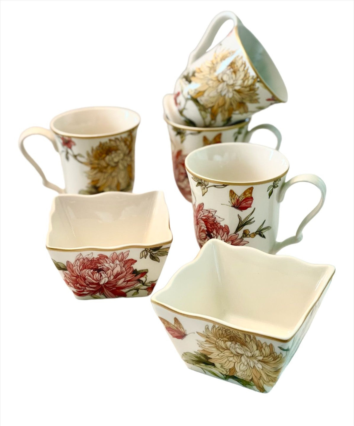 Highland Blooming Tea & Snack Set – 6 Pcs (300 ml Mugs)