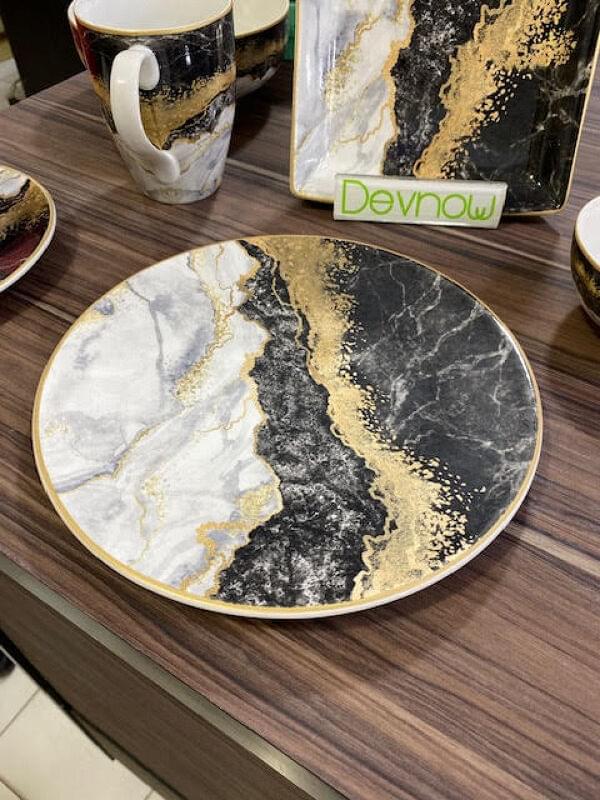 Marquina Gold Marble Quarter / Salad Plates