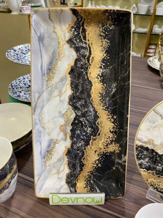 Marquina Gold Marble Rectangular Platter