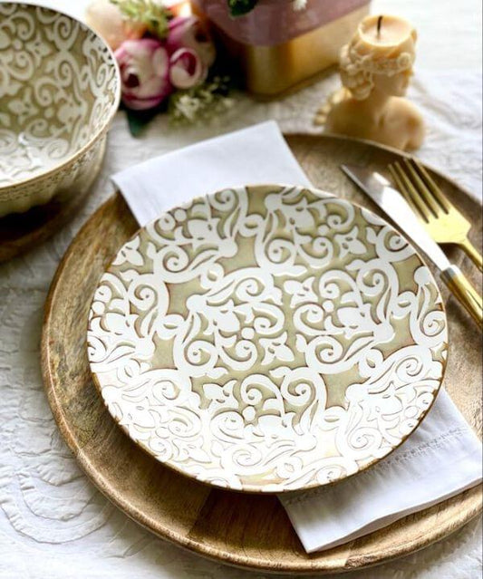 Ivory Arabesque Dinner Plates