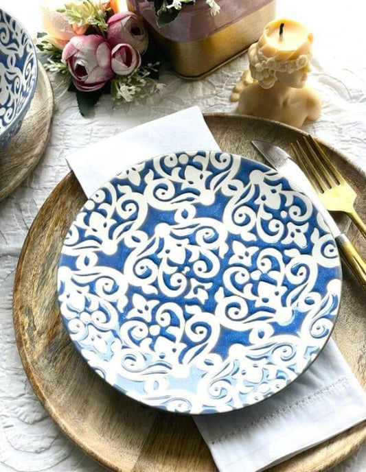 Azure Arabesque Dinner Plates
