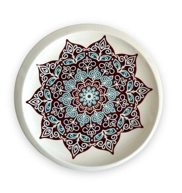 Mandala Teal & Garnet Printed Dinner Plate