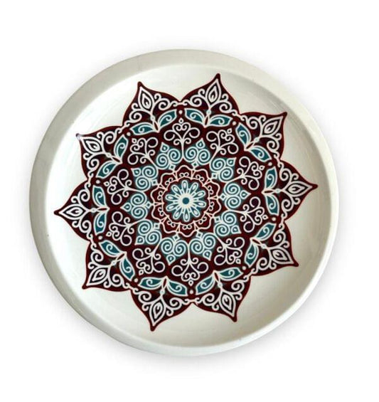 Mandala Teal & Garnet Printed Dinner Plate