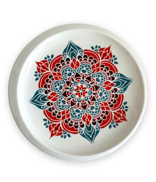 Mandala Coral & Teal Printed Dinner Plate