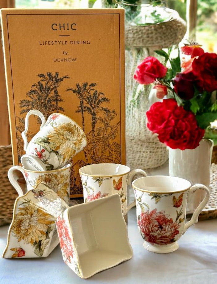 Highland Blooming Tea & Snack Set – 6 Pcs (300 ml Mugs)