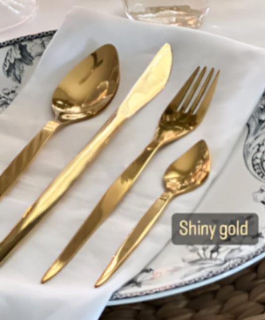 Shiny Gold Cutlery Set of 24